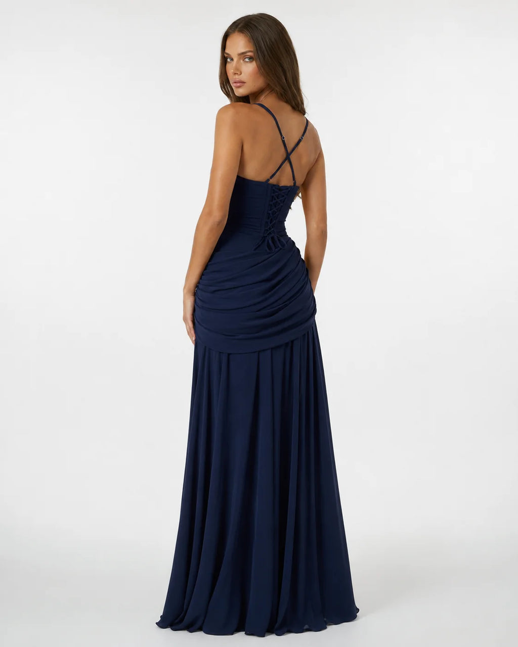 ENIE | Vestido largo con escote cuadrado fruncido