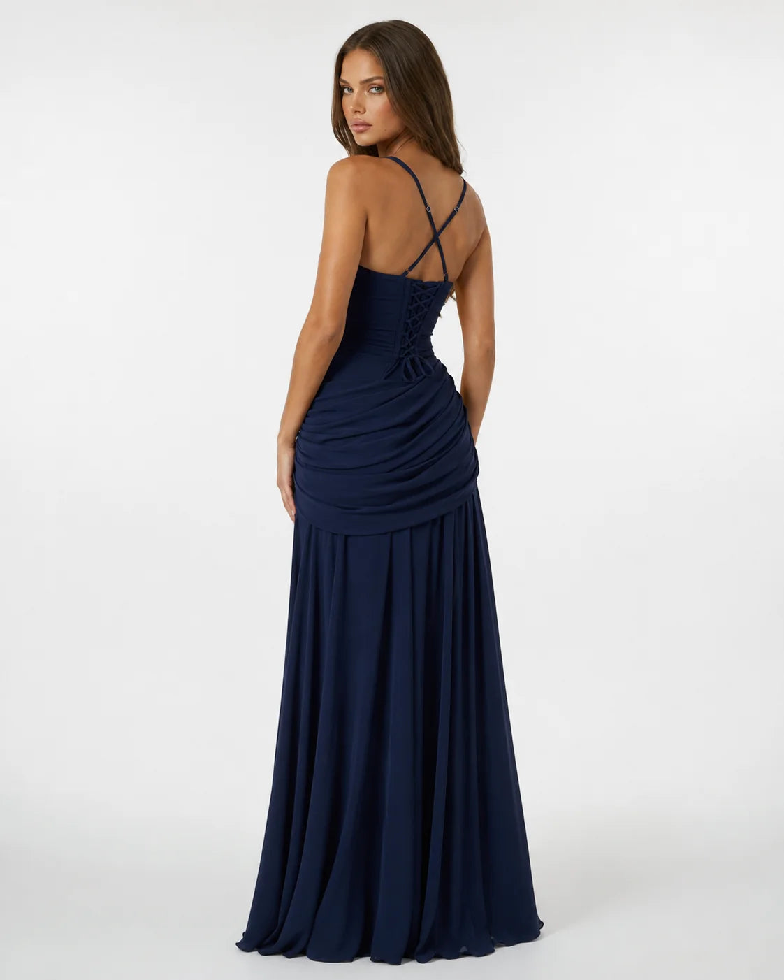 ENIE | Vestido largo con escote cuadrado fruncido
