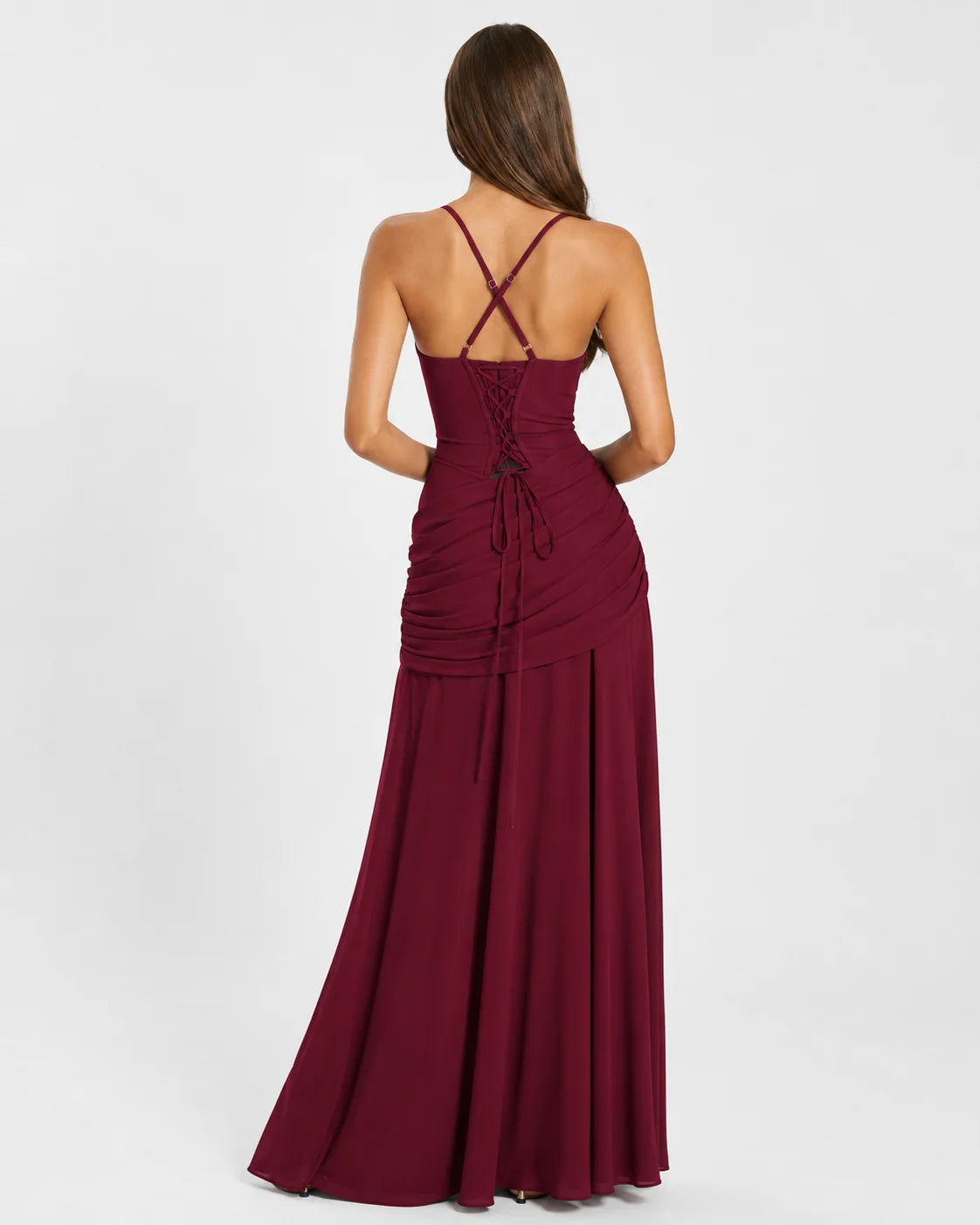 ENIE | Vestido largo con escote cuadrado fruncido
